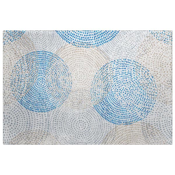 Dream Shag Premium Machine Washable Abstract ADS586 Ivory 2 ft. x 3 ft. Accent Rug