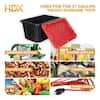 HDX 27 Gal. Tough Storage Tote in Black with Red Lid 206217 - The Home Depot