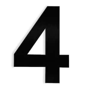 6 in. Black Stainless Steel Floating House Number 4