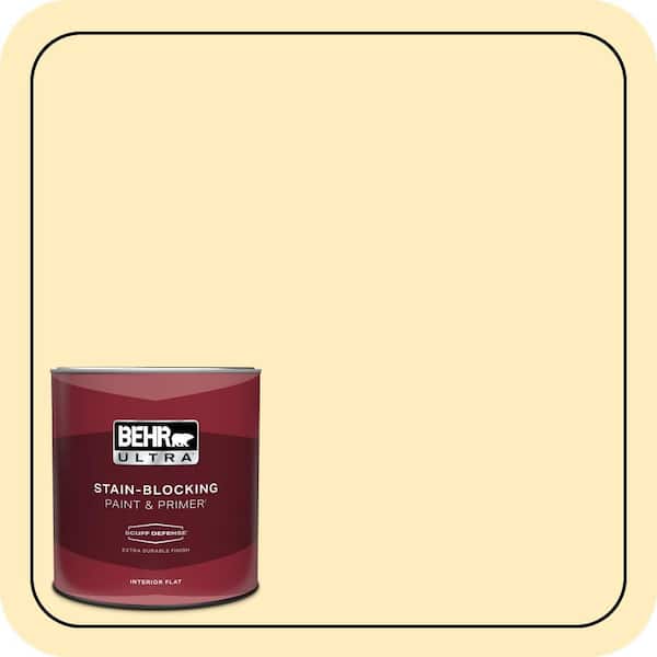 BEHR ULTRA 1 qt. #P290-1 Soft Buttercup Extra Durable Flat Interior Paint & Primer