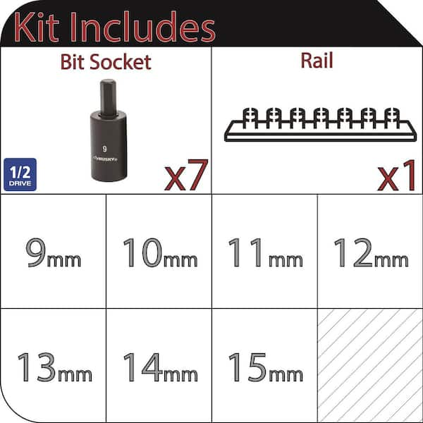 1/2 in. Drive Hex Bit Impact Socket Set MM (7-Piece)