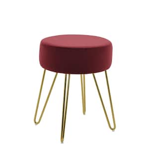 Wilcox 16 in. W Red Backless Metal Accent Stool with Velvet