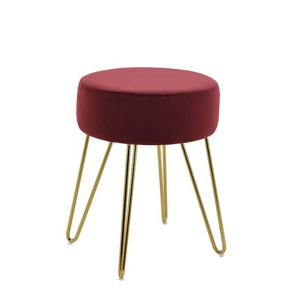 Best Master Furniture Wilcox 16 in. W Red Backless Metal Accent Stool with Velvet