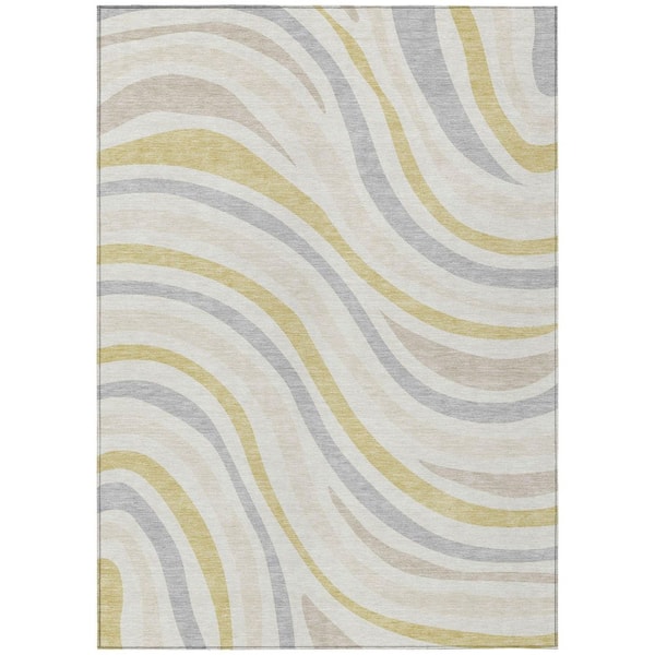 Chantille Machine Washable Indoor/Outdoor Abstract ACN2490 Ivory 5 ft. x 7 ft. 6 in. Area Rug