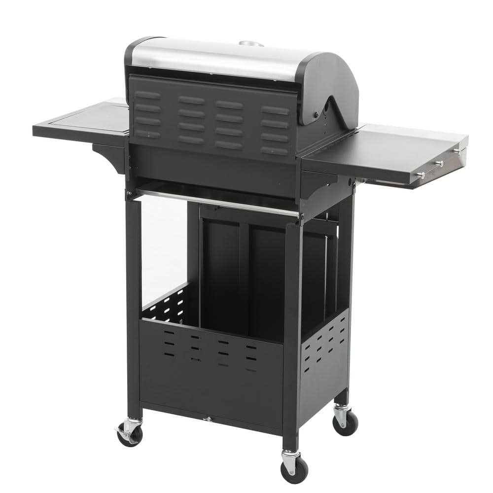 Black and Silver 3-Burner Propane Grill with Side Burner