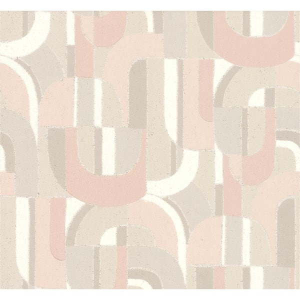 York Wallcoverings Ronald Redding Pink and Cream Sculpture Garden Unpasted Paper Wallpaper Matte, (27 in. x 27 ft.)