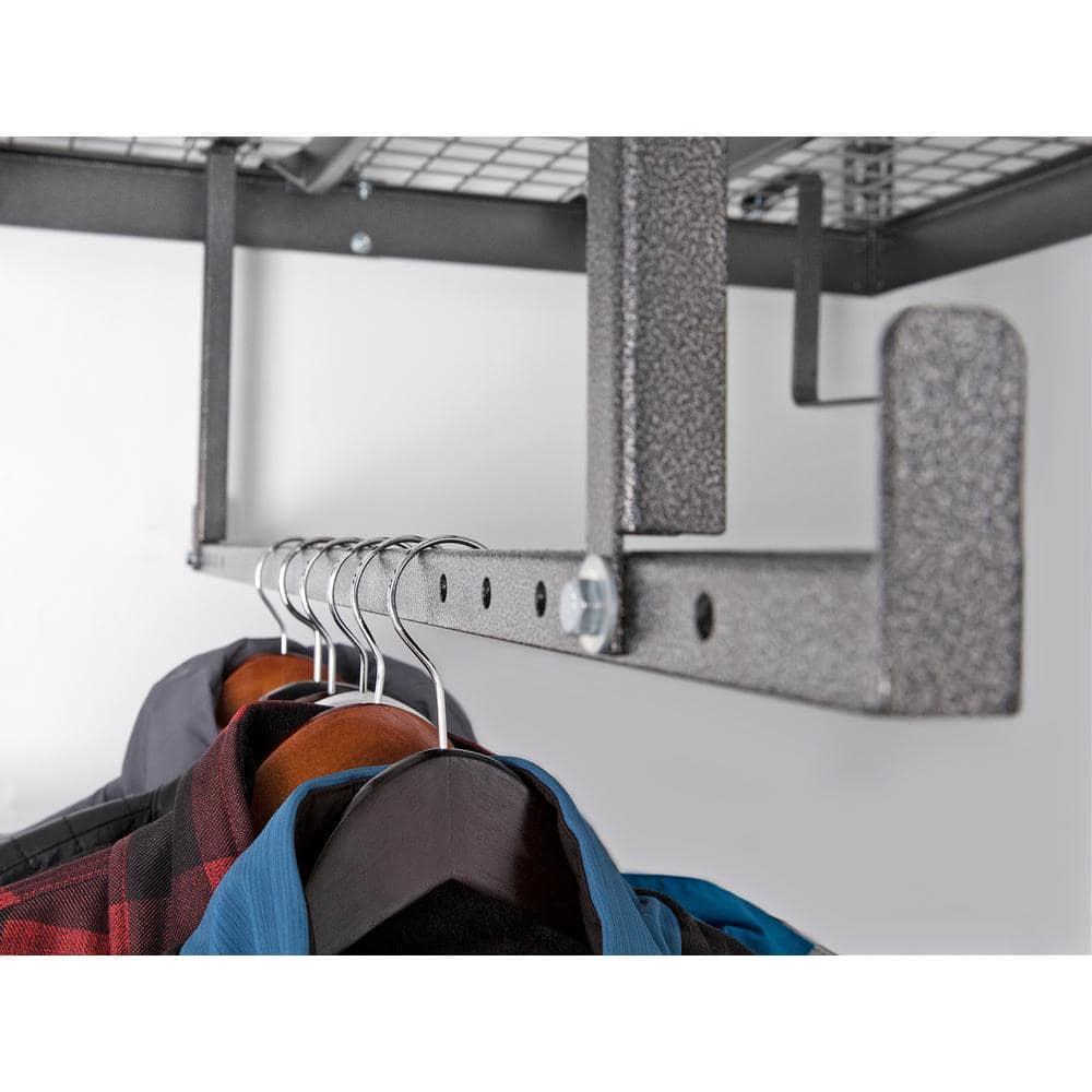 Adjustable Gray Steel Ceiling Storage Rack, 4' x 8'