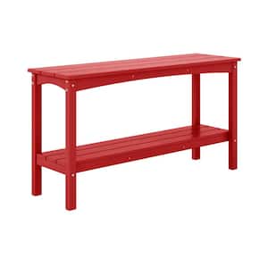 Laguna Outdoor Patio Bar Console Table with Storage Shelf Red