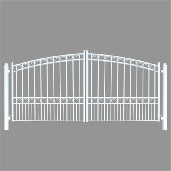 ALEKO Paris Style 14 ft. x 6 ft. White Steel Dual Driveway Fence Gate