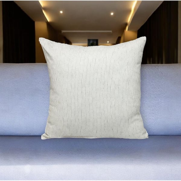 Brown, White Striped Polyester 20 in. x 20 in. Throw Pillow