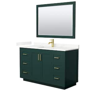 Miranda 54 in. W x 22 in. D x 33.75 in. H Single Bath Vanity in Green with Giotto qt. Top and 46 in. Mirror