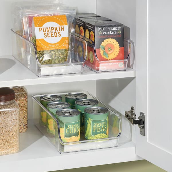InterDesign Stackable Kitchen Storage Organizer Bins, Clear - 2 count