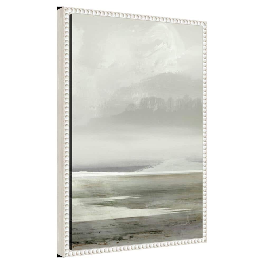 Serene Abstract Landscape Beaded Framed Canvas Wall Art