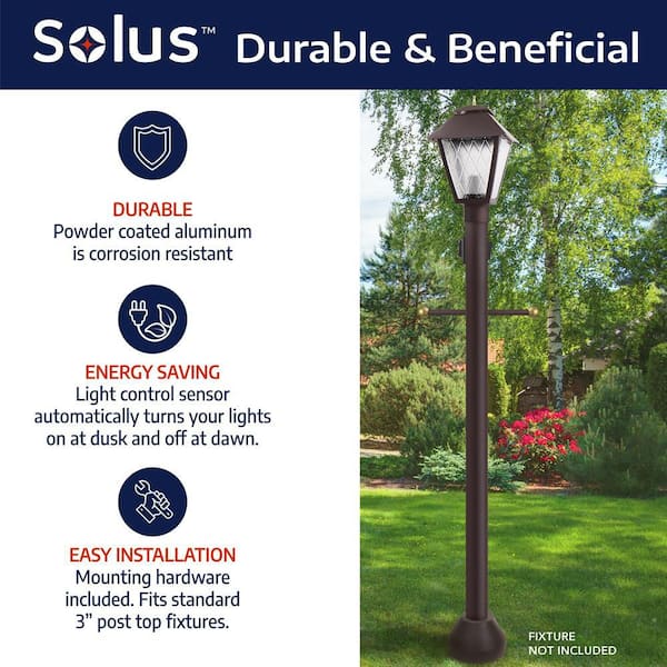 6 ft. Bronze Outdoor Lamp Post Traditional Ground Light Pole with Cross Arm  and Grounded Convenience Outlet