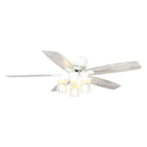 Anyan 52 in. LED Indoor White Flush Mounted Ceiling Fan with Light Kit and Remote Control
