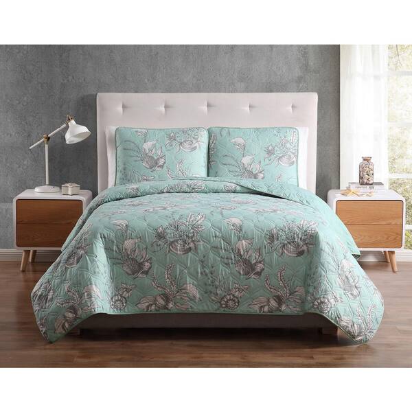 Morgan Home Mhf Home Simone Seashell Seafoam King Quilt Set