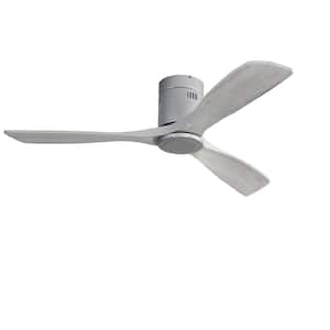 52.1 in. Indoor Silver Ceiling Fan 3 Solid Wood Blades with for Living Room