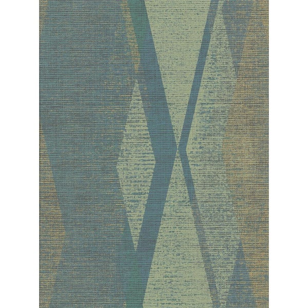 Brewster Torrance Green Distressed Geometric Wallpaper Sample