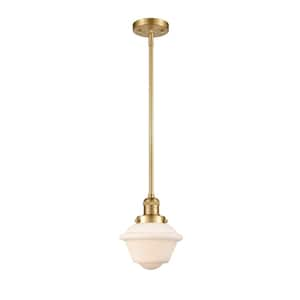 Oxford 60-Watt 1 Light Satin Gold Shaded Mini Pendant Light with Frosted Glass Shade