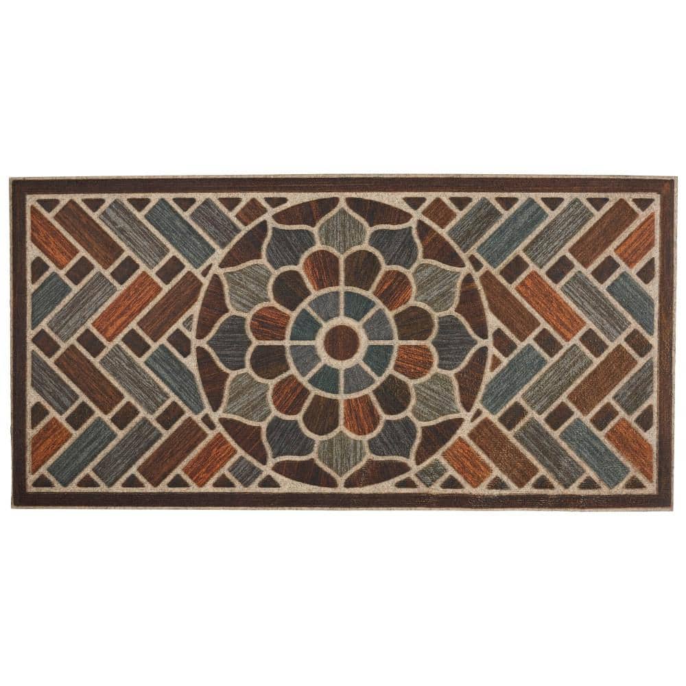 Ornamental Grain Multicolor Recycled Rubber Outdoor Doormat 25" x 49"