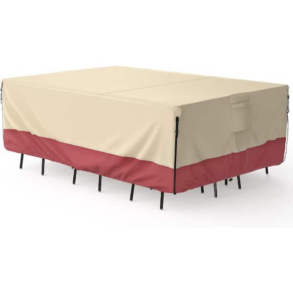 Shatex Outdoor Sectional Sofa Cover Patio Table Chair Set Cover, Beige and Orange, 111 in. x 74 in. x 28 in.