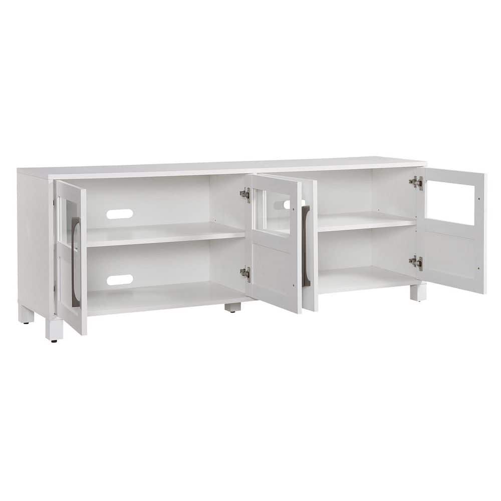Holbrook Modern White 68" TV Stand with Glass & Solid Doors