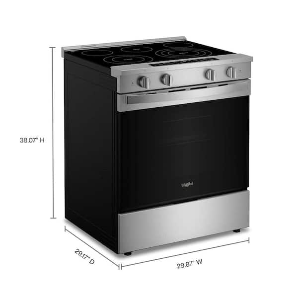 Whirlpool - 30 in. 5-Burners Smart Slide-In Electric Range in Fingerprint Resistant Stainless Steel with No Preheat Air Fry