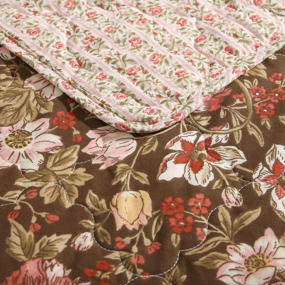 Marta Twin Reversible Brown Cotton Quilt Set