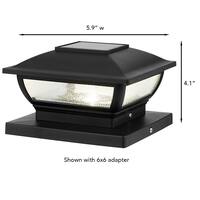 3.5 in. x 3.5 in. Black Integrated LED Plastic Outdoor Solar Post Cap Light with a 5.5 in. x 5.5 in. Adaptor (2-Pack)