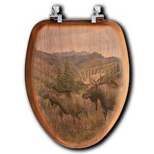 Working the Ridge Elongated Closed Front Wood Toilet Seat in Oak Brown