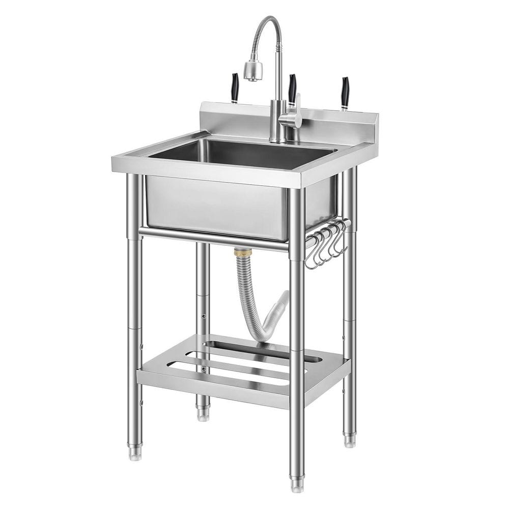 Stainless Steel Utility Sink with Faucet Durable 201 Stainless Steel Frame, 360° Whirl Faucet with Hot & Cold Water price history on PriceWatchPro