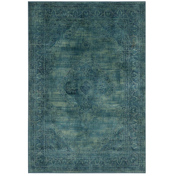SAFAVIEH Vintage Turquoise/Multi 5 ft. x 8 ft. Floral Border Medallion Area Rug