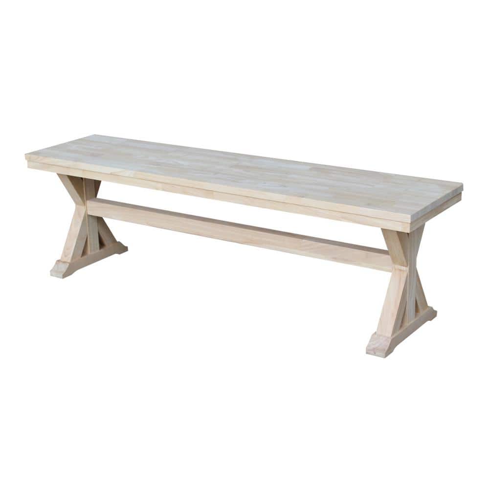 Canyon 66'' Unfinished Solid Hardwood Traditional Bench