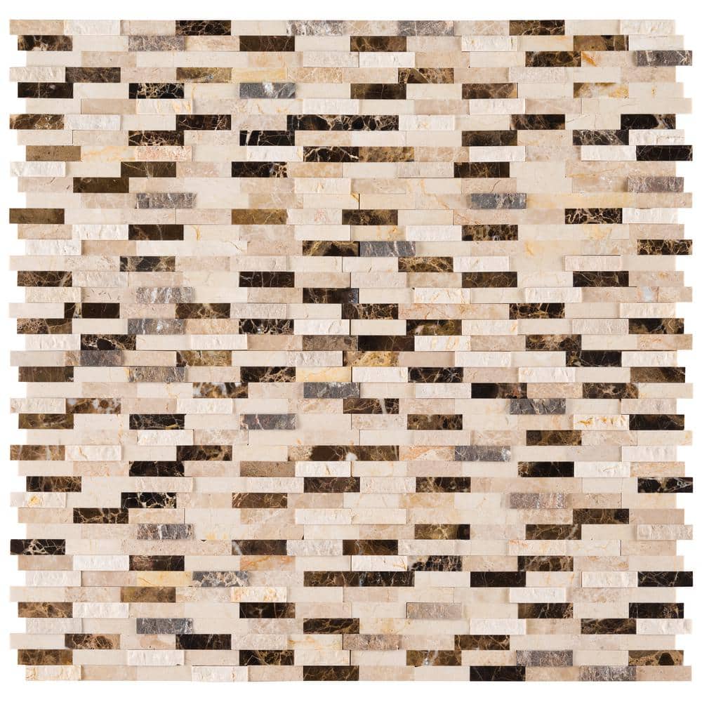 Emperador Blend Splitface Peel and Stick 12 in. x 12 in. Mixed Marble Look Wall Tile (15 sq. ft./Case) price history on PriceWatchPro