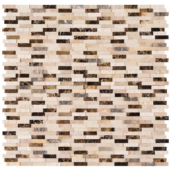 MSI Emperador Blend Splitface Peel and Stick 12 in. x 12 in. Mixed Marble Look Wall Tile (15 sq. ft./Case)