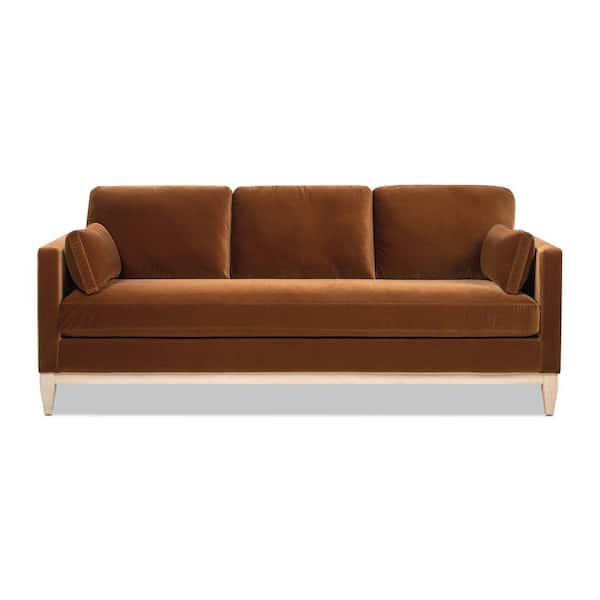 Jennifer Taylor Knox 84 in. Pillow Top Arm Performance Velvet Modern Farmhouse Rectangle Sofa in. Burnt Orange