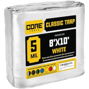 8 ft. x 10 ft. White 5 Mil Heavy Duty Polyethylene Tarp, Waterproof, UV Resistant, Rip and Tear Proof