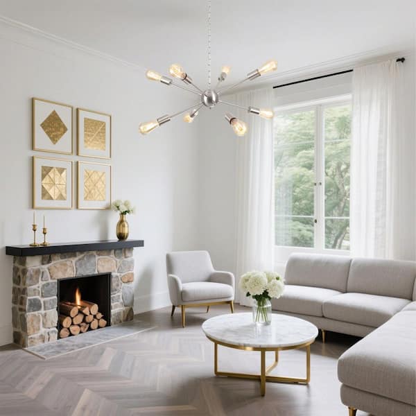 ETONIMERR Aura 23.5 in. 8-Light Chrome Modern Sputnik Chandelier