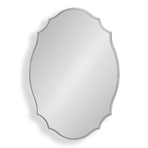 Kate and Laurel Leanna 36 in. x 24 in. Classic Oval Framed Silver Wall Accent Mirror