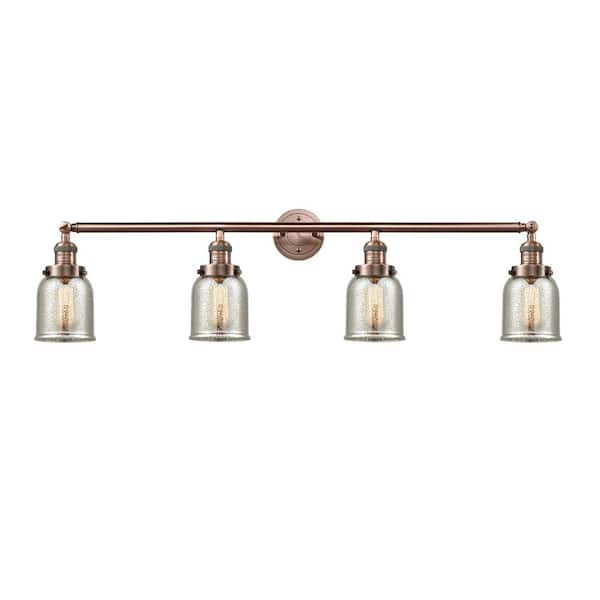 Bell 43 in. 4-Light Antique Copper Vanity Light with Glass Shade