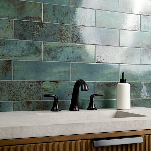 MSI Marza Aqua Subway Wall Tile, 4 in. x 12 in. Glossy Ceramic