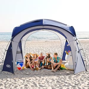 Blue 12 ft. x 12 ft. Pop-Up Canopy UPF50+ Tent with Side Wall Ground Pegs and Stability Poles Sun Shelter for Camping