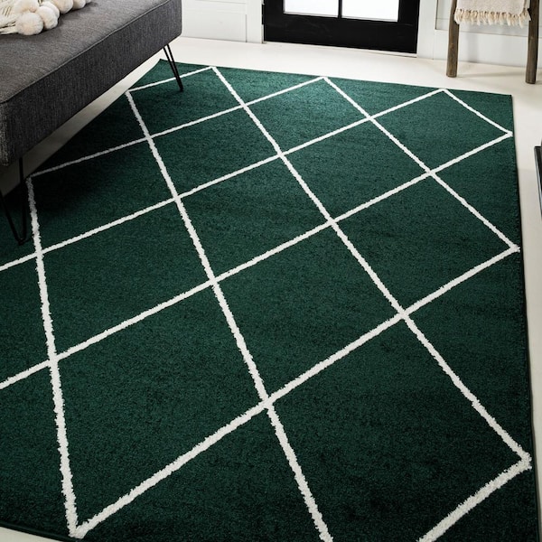 JONATHAN Y Cole Minimalist Diamond Trellis Green/White 3 ft. x 5 ft. Area Rug