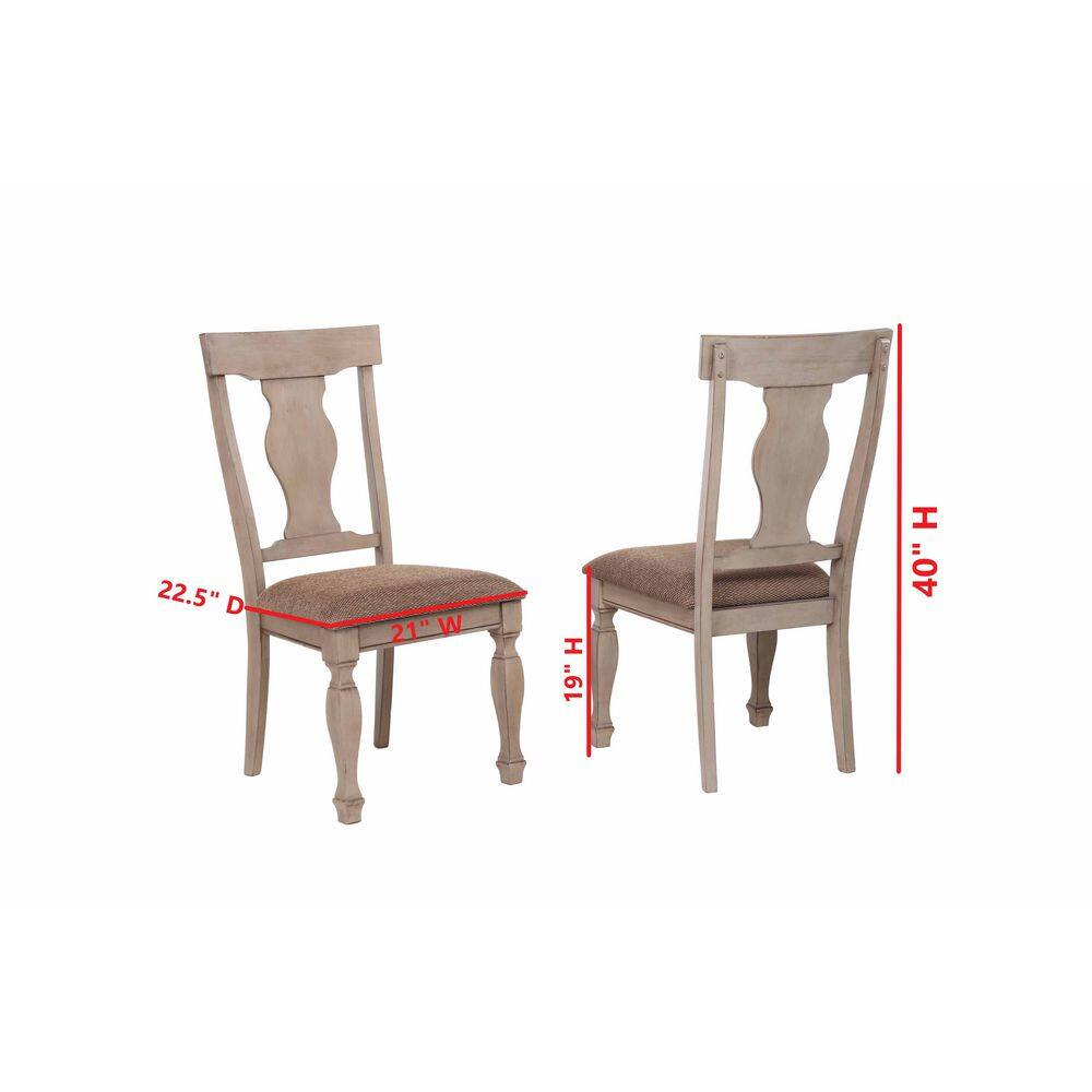 Two-Tone Brown Wood Upholstered Parsons Side Chair Set