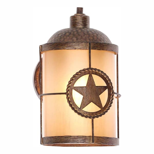 Hampton Bay Lone Star 9.62 in. 1-Light Desert Sands Outdoor Wall Lantern Sconce
