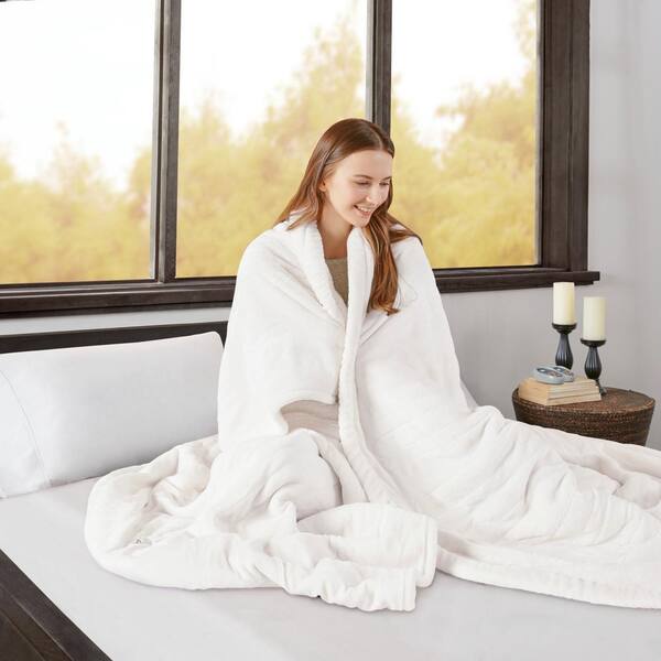 Beautyrest 100 in. x 90 in. Heated Microlight to Berber Ivory King Blanket  BR54-0653 - The Home Depot