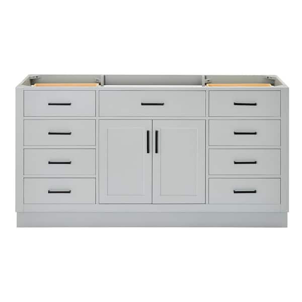 ARIEL Hepburn 66 in. W x 21.5 in. D x 34.5 in. H Single Sink Freestanding Bath Vanity Cabinet without Top in Grey