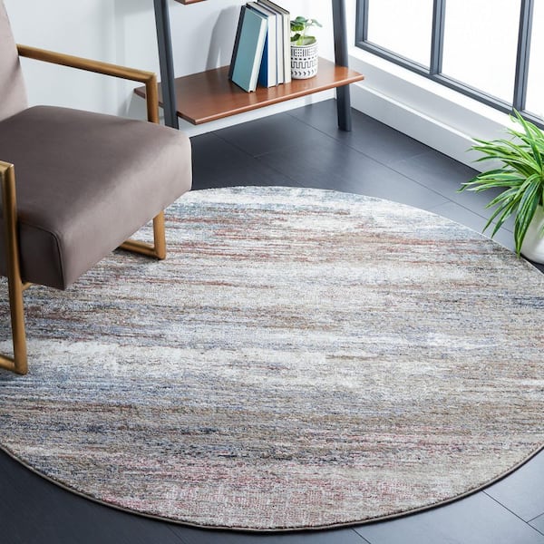 Jasmine 5 ft. x 5 ft. Gray/Blue Distressed Marble Round Area Rug