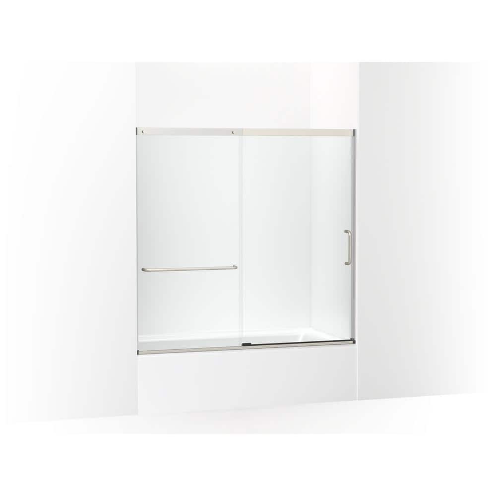 Elate Frameless Sliding Bath Door with Nickel Finish and Clear Glass