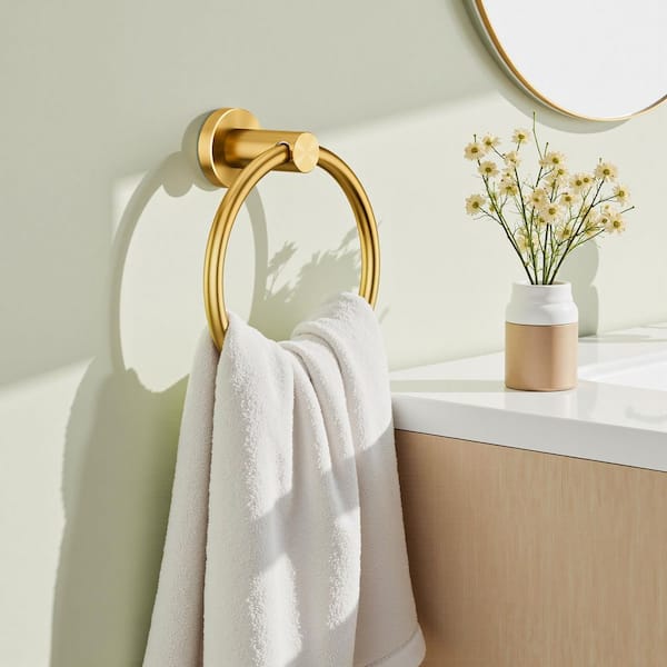 Bathroom Towel Ring Wall Mounted in Gold